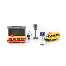 "Технопарк" Игровой набор с автобусной остановкой и светофором